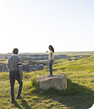 People walking in field